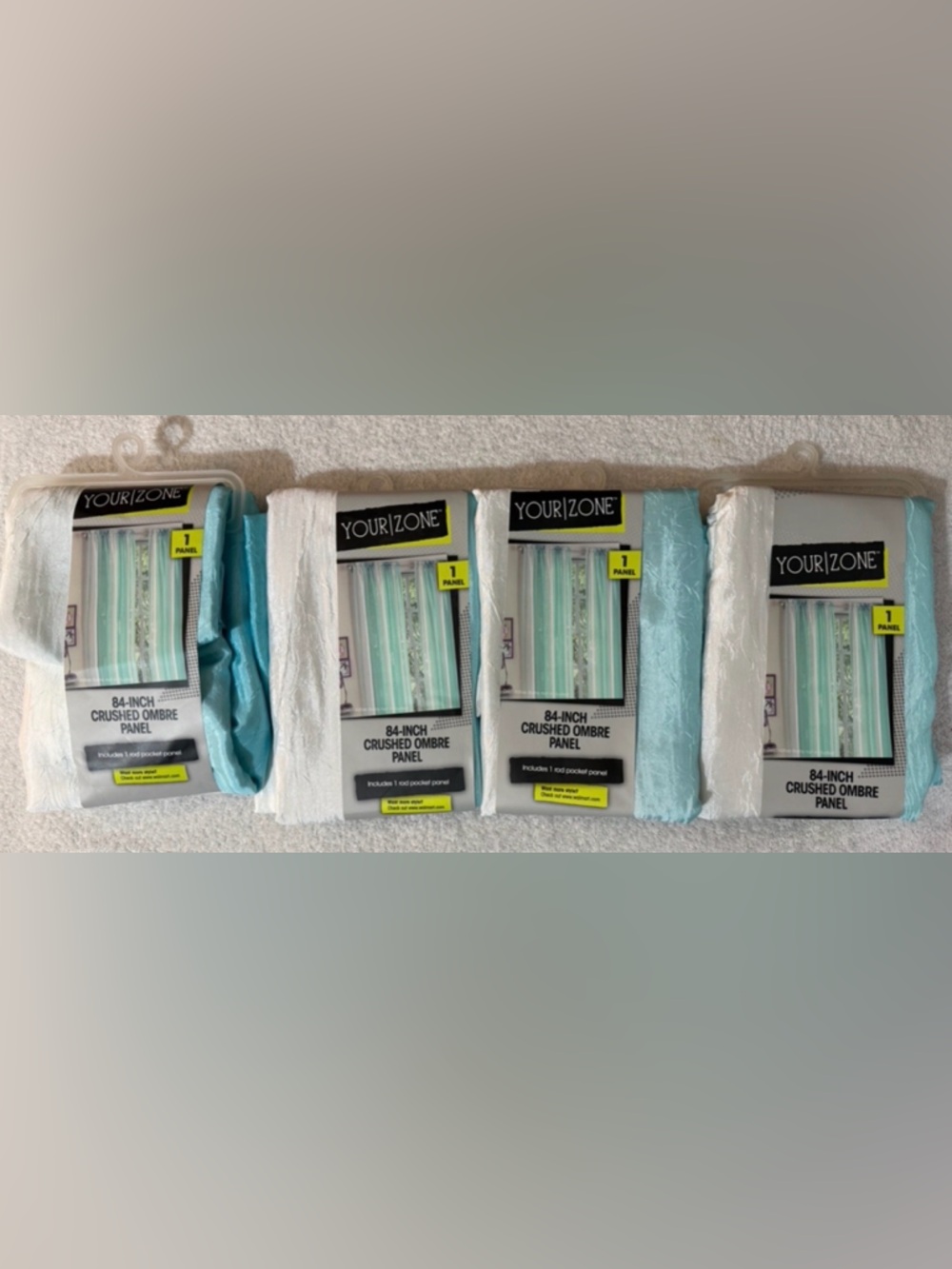 NWT SET OF 4 Your Zone Crushed Ombre Curtain Panel Flowy Summer Sky 52x84” Teen